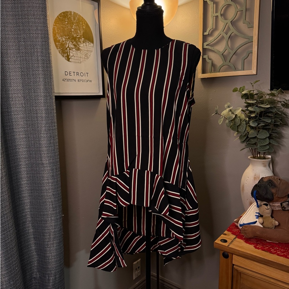 Hayden Black and Red Striped Asymmetrical Tunic